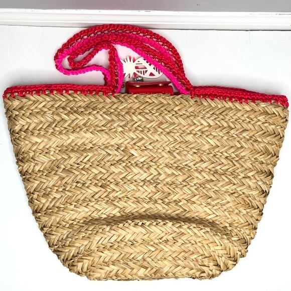 JUICY COUTURE Woven Seagrass Straw Tote Bag Purse Coastal Vacation Beach Charm - Picture 3 of 10